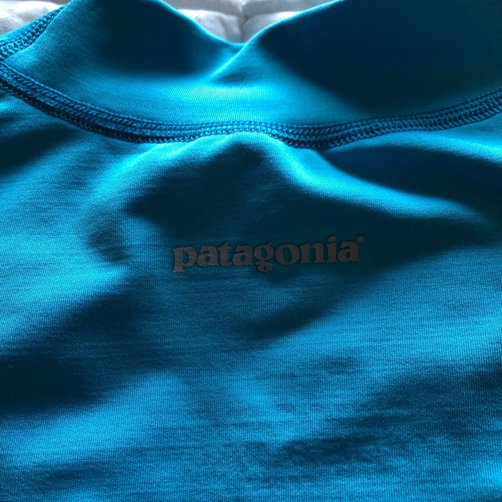 Patagonia base layer, mock neck, teal